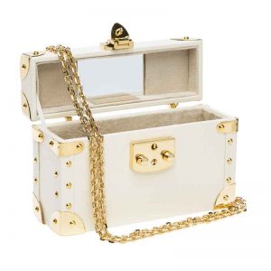 luis negri classic bauletto box bag interior cream web gold