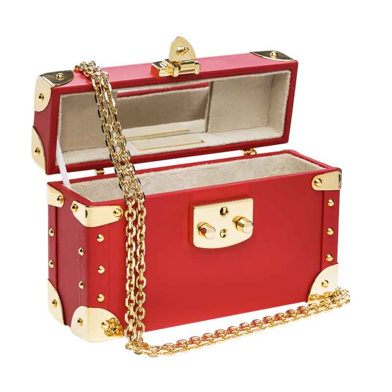 luis negri classic bauletto box bag red interior web gold